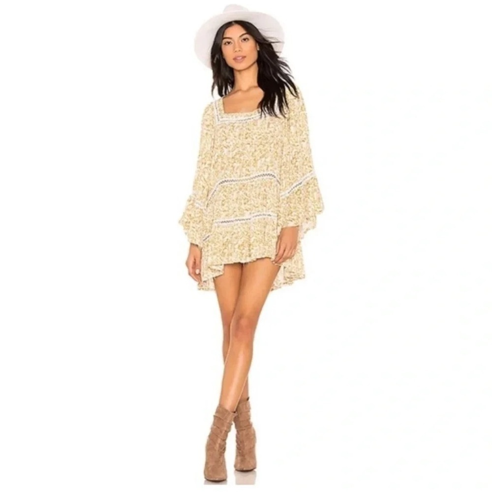 Free People's wistfully crochet Floral trimmed tunic Dress retro-inspired boho